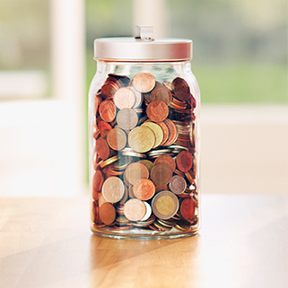 Coins in jar